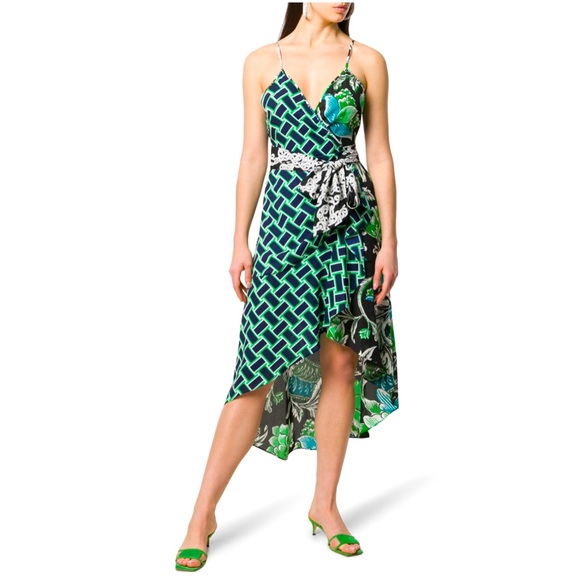 Diane Von Furstenberg Dresses & Skirts - Diane Von Furstenberg Katsia Sleeveless Wrap Midi Dress Green Black Size 8